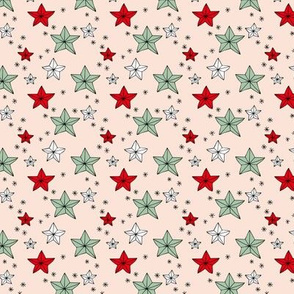 Little Christmas stars sparkle magic holiday seasonal print red green