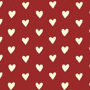 Cream hearts on deep red