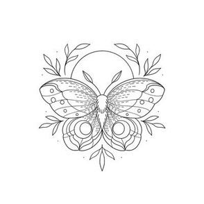 Boho Moth Embroidery Pattern for 6 to 7 inch Hoop