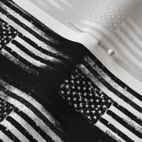 US Flag - distressed black and white flag..
