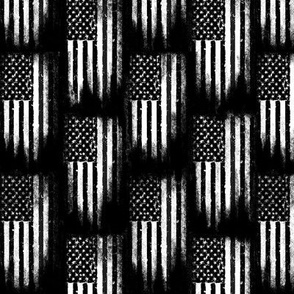 US Flag - distressed black and white flag..