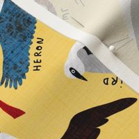 An Alphabet of Birds 2022 calendar tea towel (sunshine yellow)