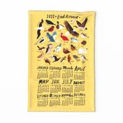 An Alphabet of Birds 2022 calendar tea towel (sunshine yellow)