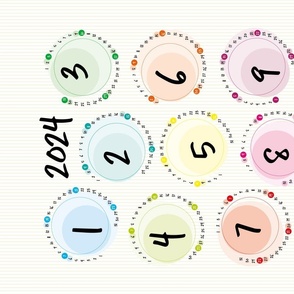 modern calendar 2024 - creative multicolor calendar - tea towel and wall hanging