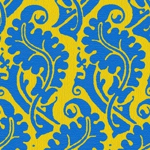 Renaissance Venetian Leaf, blue on yellow