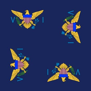 US Virgin Islands flag, 3"x 5" rotated on navy blue