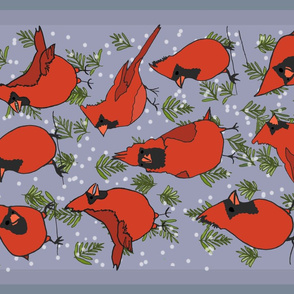 Red Cardinals in Winter