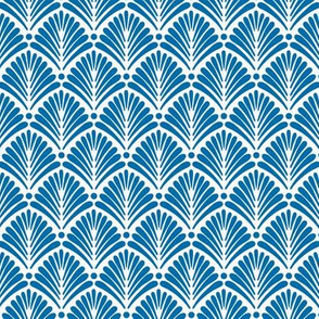 Floral Blue Retro Art Deco