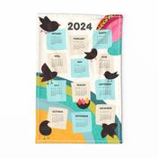 Playful birds Tea towel 2024