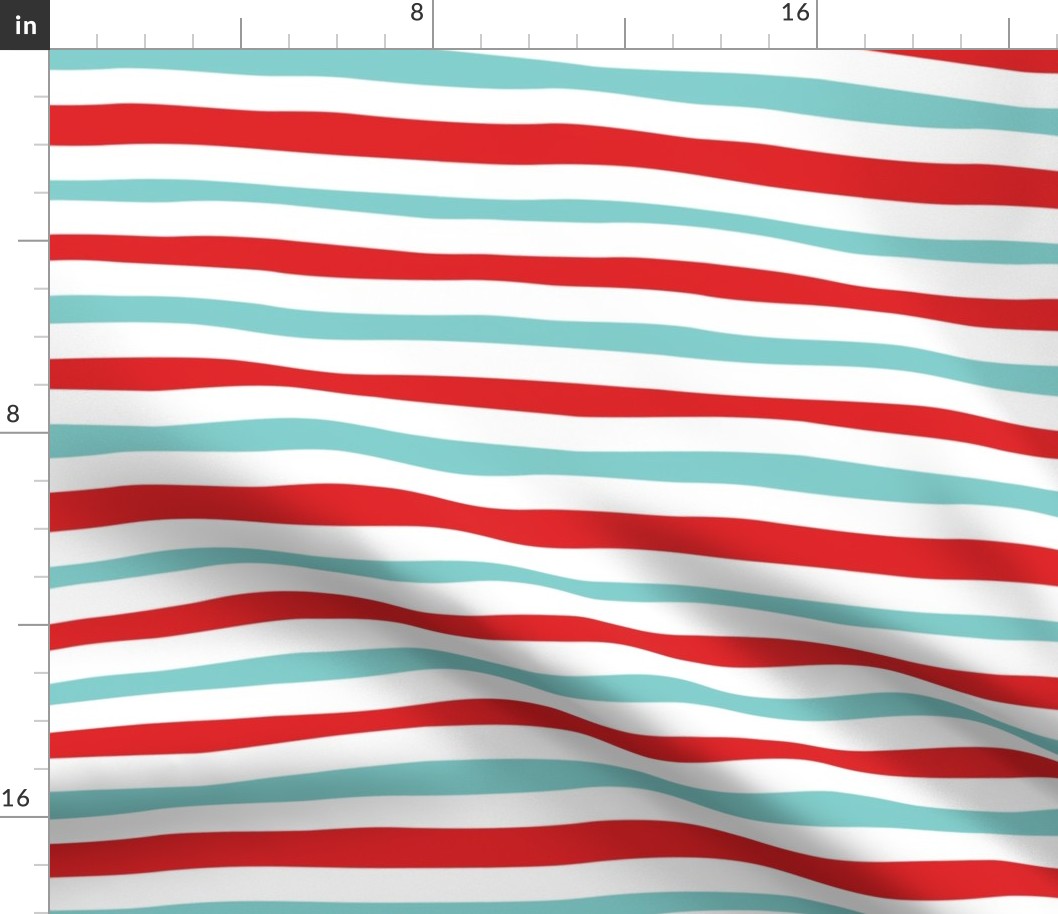 Small scale // Pyjama stripes // vivid red and mint
