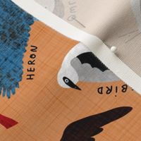 An Alphabet of Birds 2022 calendar tea towel (terra cotta)