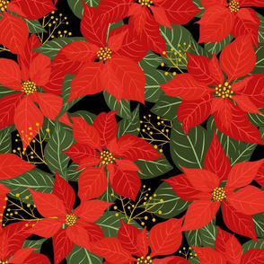 Poinsettia Winter Floral Large Scale