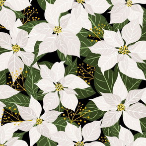 White Poinsettia Winter Floral Large Scale