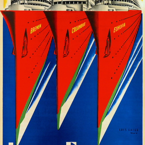 86-18 North German Lloyd Transatlantic Liners Travel Poster