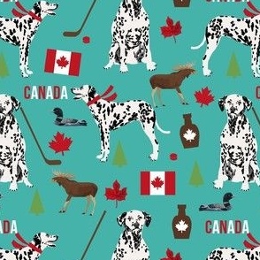 dalmatian canada fabric - cute dogs design - teal