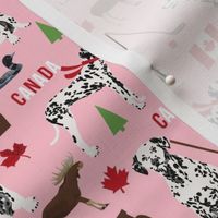 dalmatian canada fabric - cute dogs design - pink