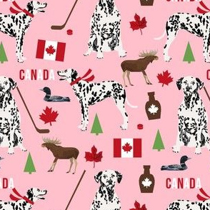 dalmatian canada fabric - cute dogs design - pink