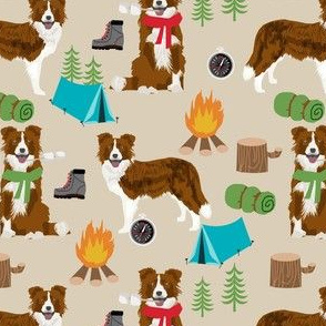 red border collie camping fabric - dog, dogs, pet, cute - tan