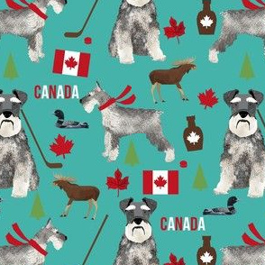 schnauzer canada fabric - dogs in canada - teal