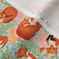 Little Foxes in a Fantasy Forest on Pink - Tiny Scale