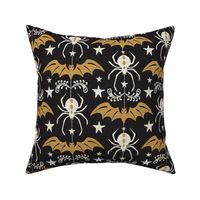 Night Creatures - Halloween Bats and Spiders Black Gold Large Scale