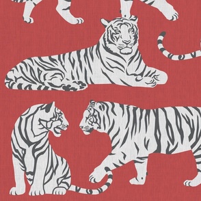 (lg scale) white tigers on red