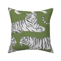 (lg scale) white tigers on green