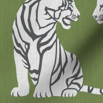 (lg scale) white tigers on green