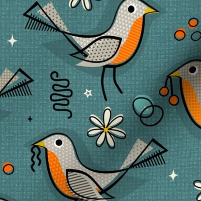 Happy Robins! - Orange/Blue - Summer