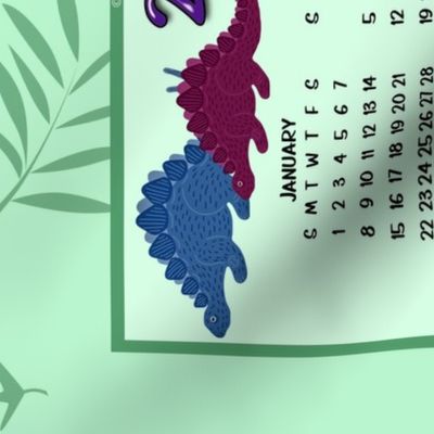 Stegosaurus Mint Green 2023 Calendar