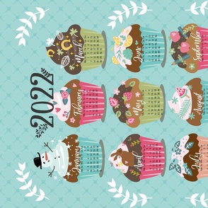 seasonal cupcake calendar 2022 tea towel 