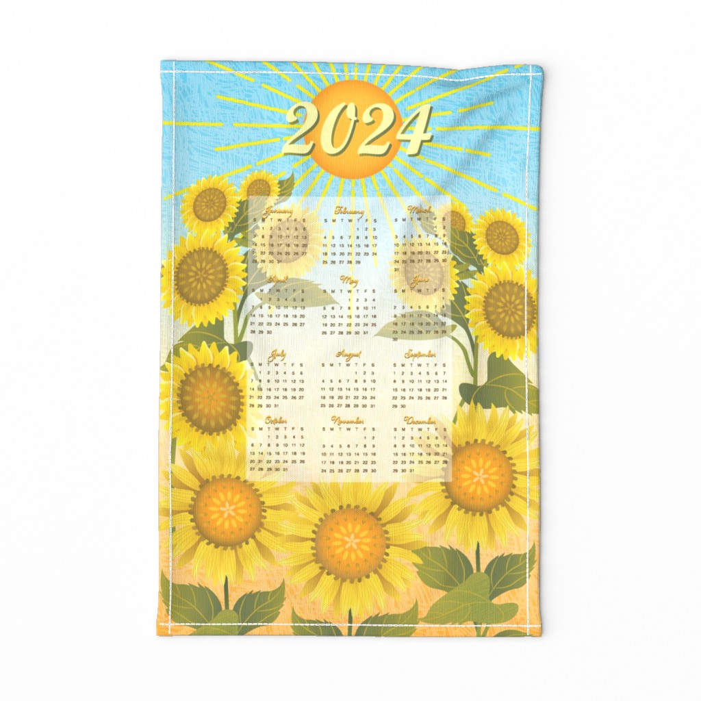 2024 Brighter Days Sunflower Calendar Tea Towel