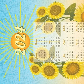 2024 Brighter Days Sunflower Calendar Tea Towel