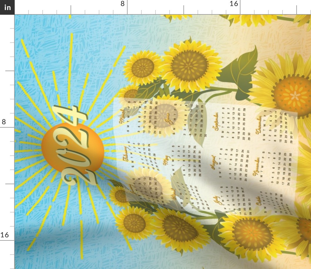 2024 Brighter Days Sunflower Calendar Tea Towel