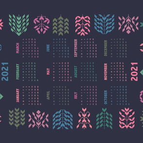 Geometric trees 2021 calendar tea towel