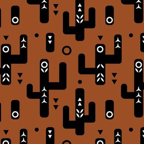 Tribal cactuses - on Brown ocher