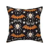 Night Creatures - Halloween Bats and Spiders Black Orange Large Scale