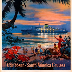 88-12 Travel Poster _ Grace Line -Caribbean and South America Cruises - 1920  - 2 yd