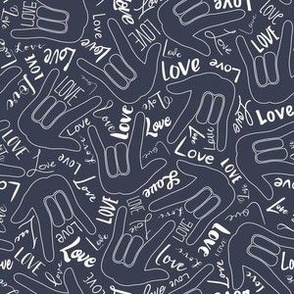 6” ASL Love Outlines Blue Gray