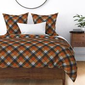 Fall Textured Plaid 2 - orange, gold, grey - large/extra large scale