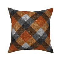 Fall Textured Plaid 2 - orange, gold, grey - large/extra large scale