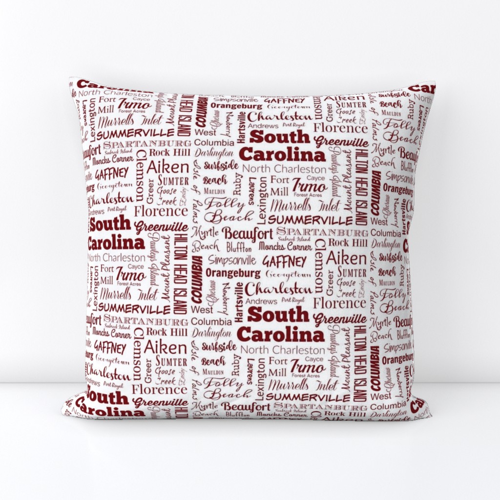 Cities of South Carolina, white with garnet red
