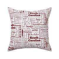 Cities of South Carolina, white with garnet red