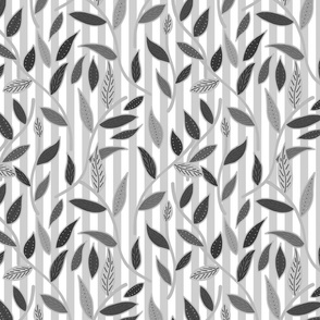 Autumnal Cheers - greyscale on grey stripes, medium 