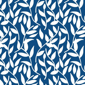 Autumnal Cheer - white on ocean blue, medium 