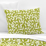 Autumnal Cheer - white on olive green, medium 