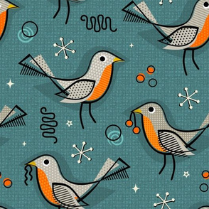 Happy Robins! - Orange/Blue- Winter