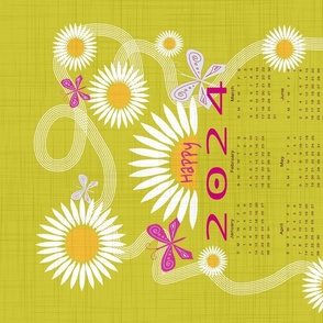 2024 Happy Daisies Calendar Towel