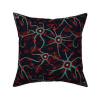 neural network dark red and teal | medium