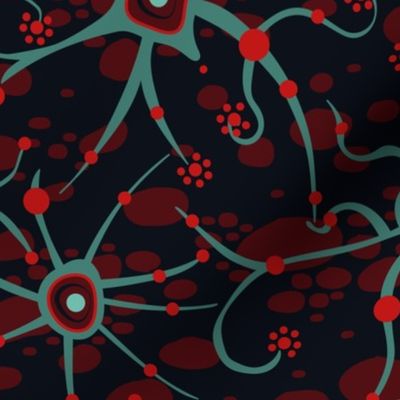 neural network dark red and teal | medium